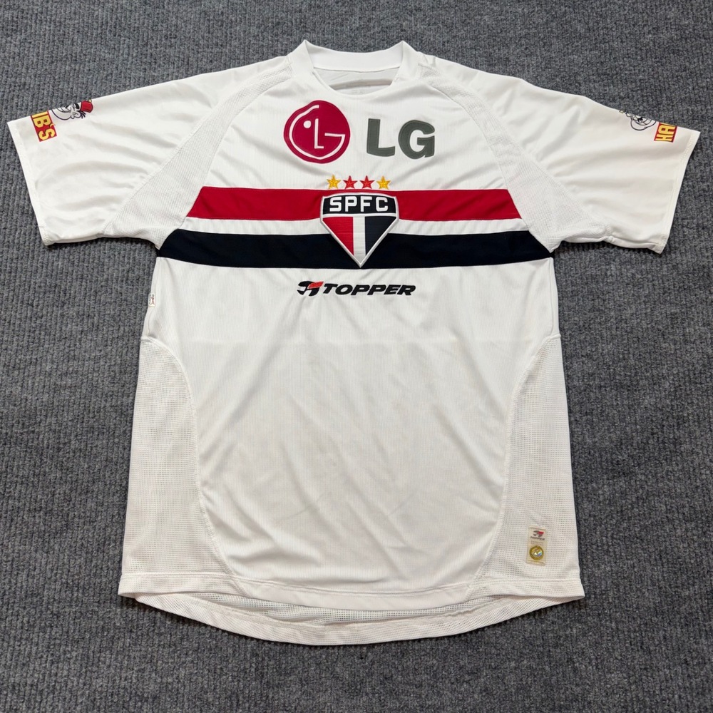 São Paulo FC 2004 Jersey Mens XL‎ #10 Topper Brazil Soccer Football Y2K Vintage